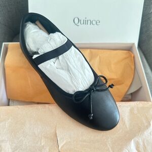 Quince Classic Black Flats with Bow
